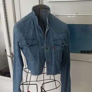 Levi's Blue Denim Cropped Blouse